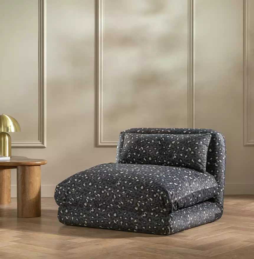 Lexi Single Fabric Chairbed Black Blue Convertible Sofa Guest Bed