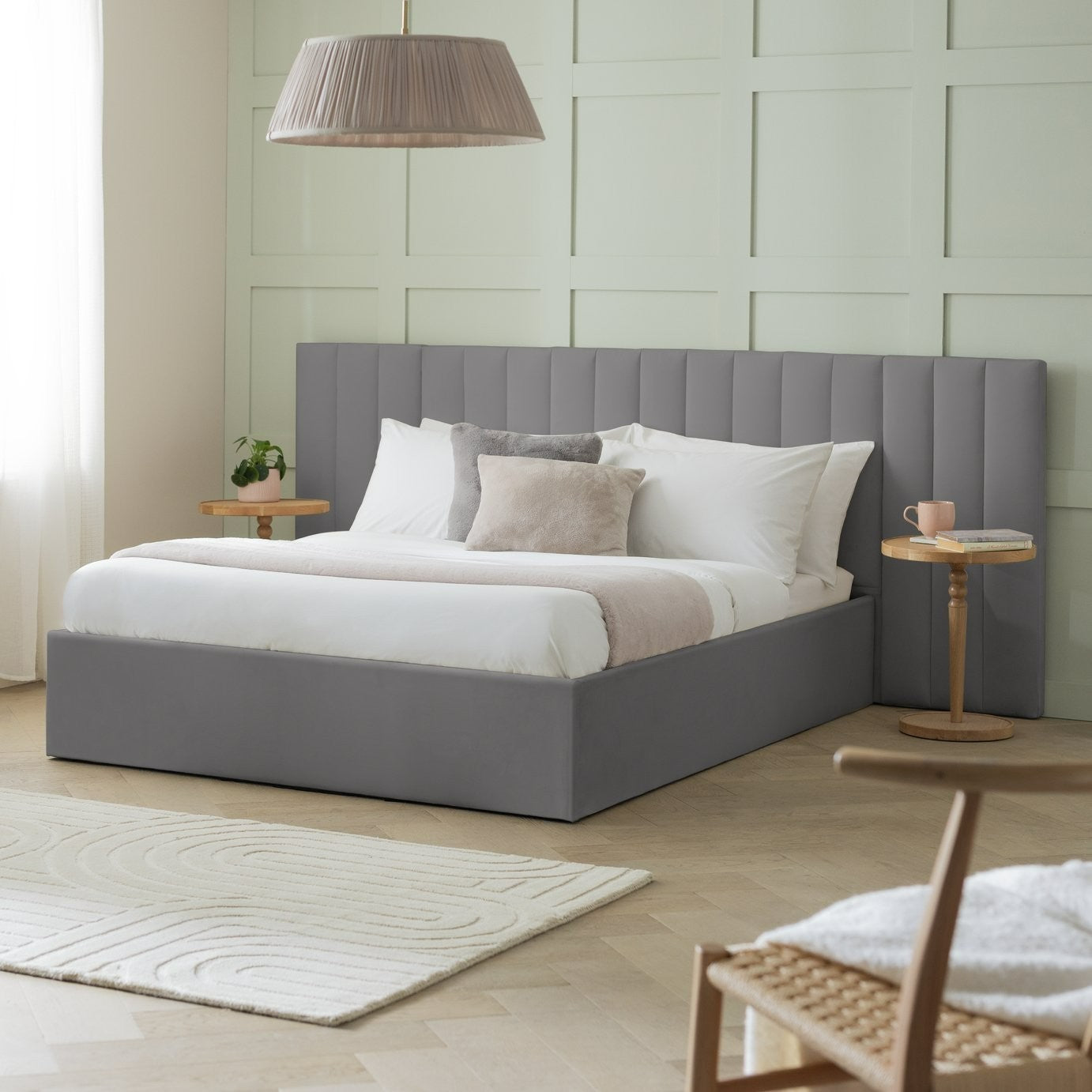 Pandora Hotel Double End Lift Ottoman Bed - Grey | Cozy Bedroom Atmosphere