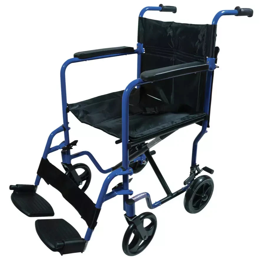Aidapt Blue Folding Compact Aluminium Transport Wheelchair VA172BLUE