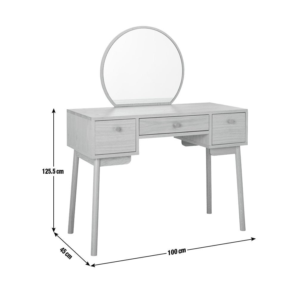 Moorlands 3 Drawer Dressing Table - Light Oak Veneer | Modern Vanity Station