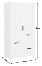 Henri 2 Door 2 Drawer Wardrobe - White | Compact Clothing Organization
