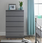 Jenson 5 Drawer Chest - Grey Gloss | Sleek Storage Solution