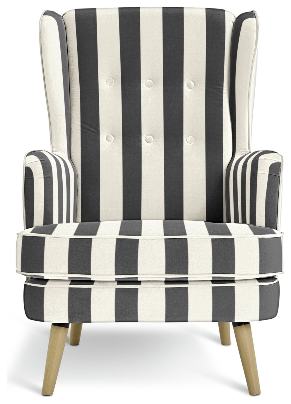 Callie Fabric Wingback Chair - Black &amp; White