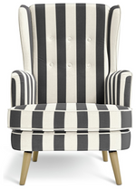 Callie Fabric Wingback Chair - Black &amp; White