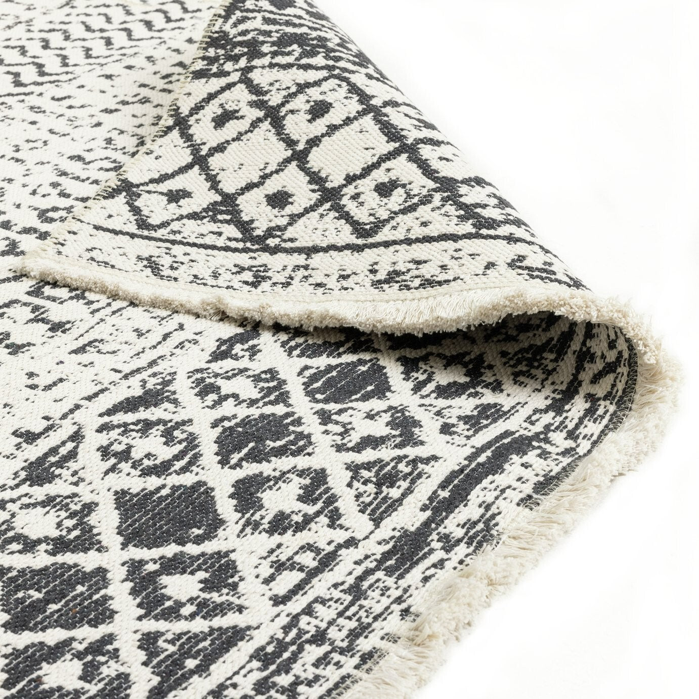 Moroccan Reversible Grey Flatweave Rug - 230x160cm