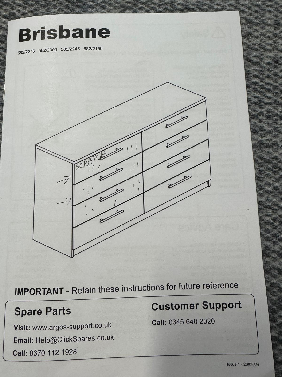 Brisbane 8 Drawer Chest - White (B GRADE)