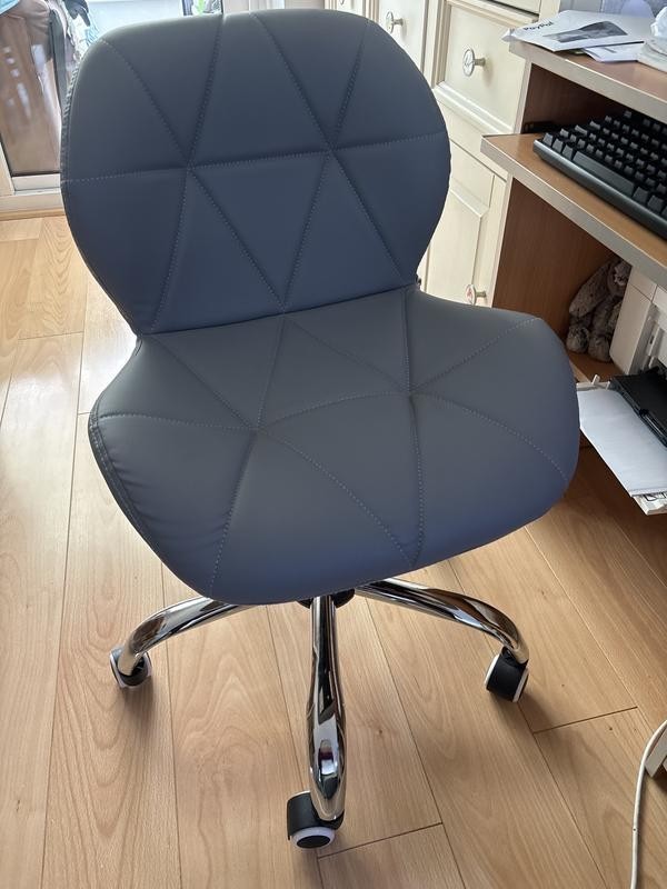 Home Boutique Faux Leather Office Chair Grey | Modern Desk Chair Home Office Fur