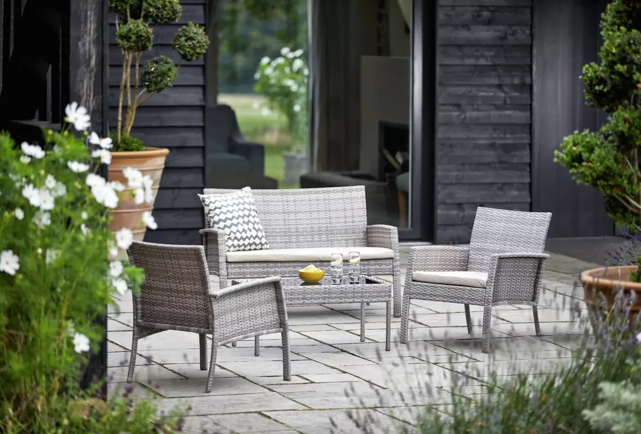 Home Lucia 4 Seater Rattan Effect Garden Sofa Set | Outdoor Patio Lounge