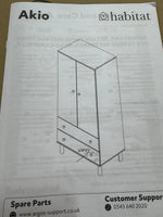Akio 2 Drawer 2 Door Wardrobe - Black (B Grade)