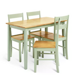 Home Chicago Sage Green Dining Table & 4 Chairs | Kitchen Dining Room Furniture 