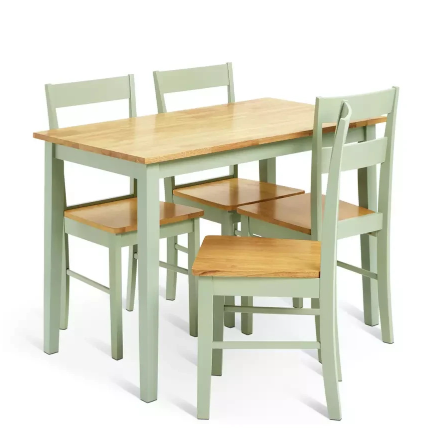 Home Chicago Sage Green Dining Table & 4 Chairs | Kitchen Dining Room Furniture 