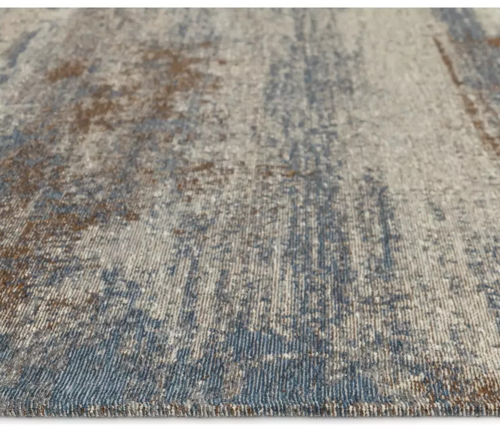 Distressed Abstract Blue Rug 120x170cm | Modern Living Room Floor Rug Carpet