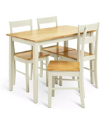 Home Chicago Cream Dining Table & 4 Cream Chairs | Modern Dining Room Set
