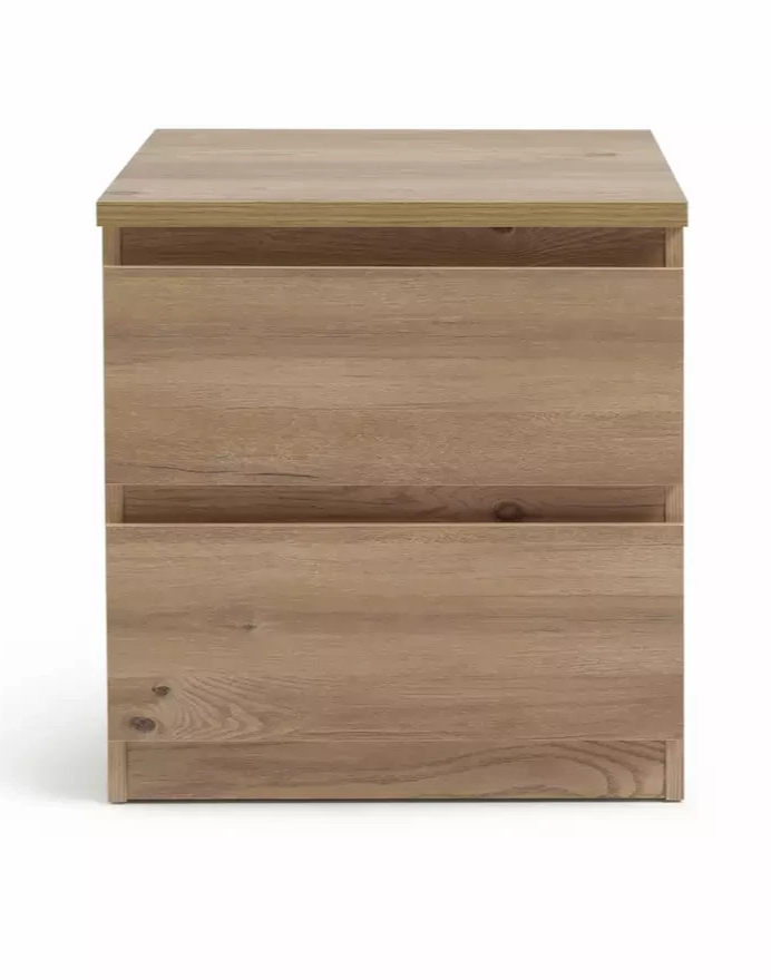 Home Jenson 2 Drawer Bedside Table Oak Effect | Bedroom Storage Nightstand Unit