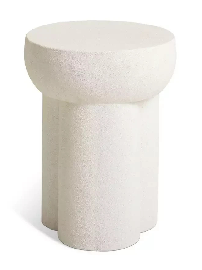 Palma Round Concrete Effect Garden Side Table White | Outdoor Patio Side Table F