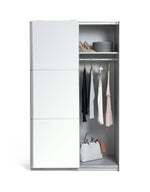 Holsted Half Mirror 120cm Sliding Wardrobe -White | Space-saving white wardrobe