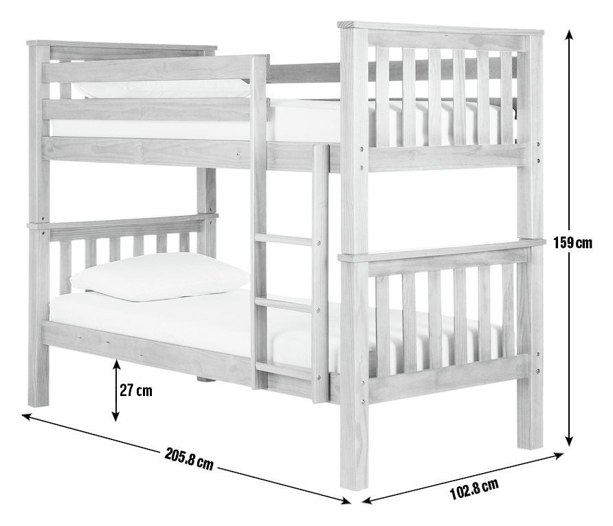 Heavy Duty Detachable Bunk Bed Frame - Grey | Durable bunk bed