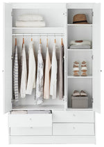 Home Malibu 3 Door 4 Drawer Wardrobe - White (B Grade)