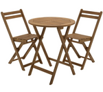 2 Seater Folding Wooden Garden Bistro Set - Brown