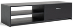 Home Squares 1 Drawer TV Unit - Black | Black TV Stand Cabinet Oak Effect Media