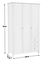Home Scandinavia 3 Door 3 Drawer Wardrobe Pine | Large Bedroom Storage Furniture