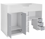 Jackson High Sleeper Bed Frame - White and Grey (B GRADE)