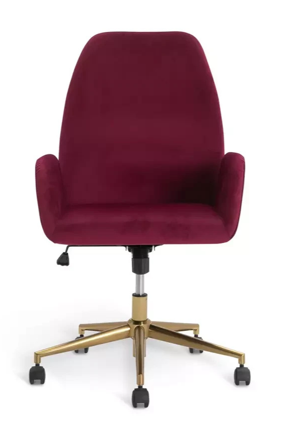 Clarice Velvet Office Chair Burgundy | Comfortable Home Office Desk Chair