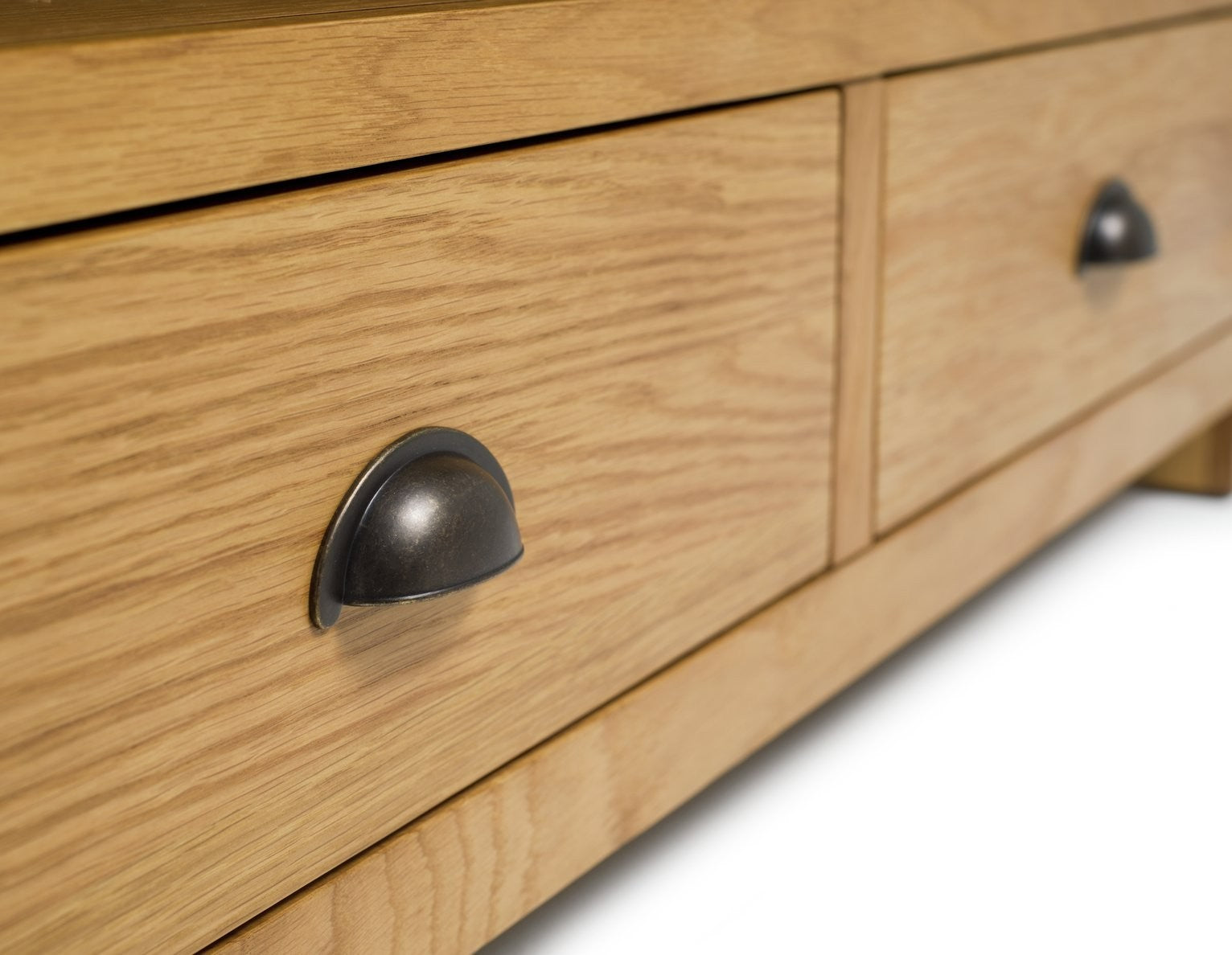Home Kent 2 Drawer Corner Oak TV Unit - Natural | Space Saving Media Setup