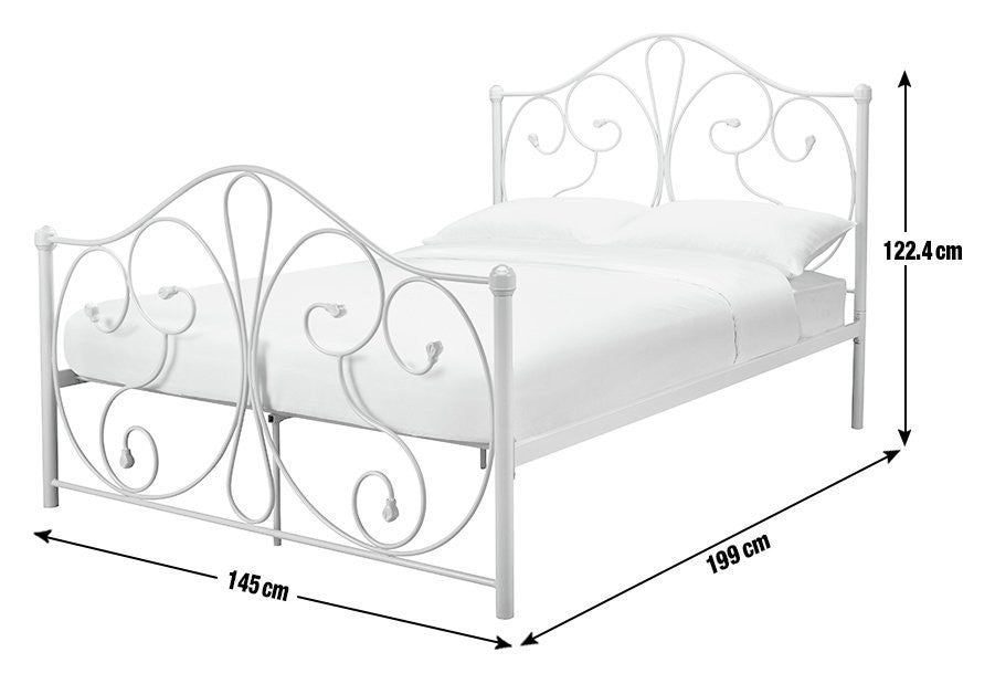 Home Marietta Double Metal Bed Frame - White | Elegant Bedroom Setup