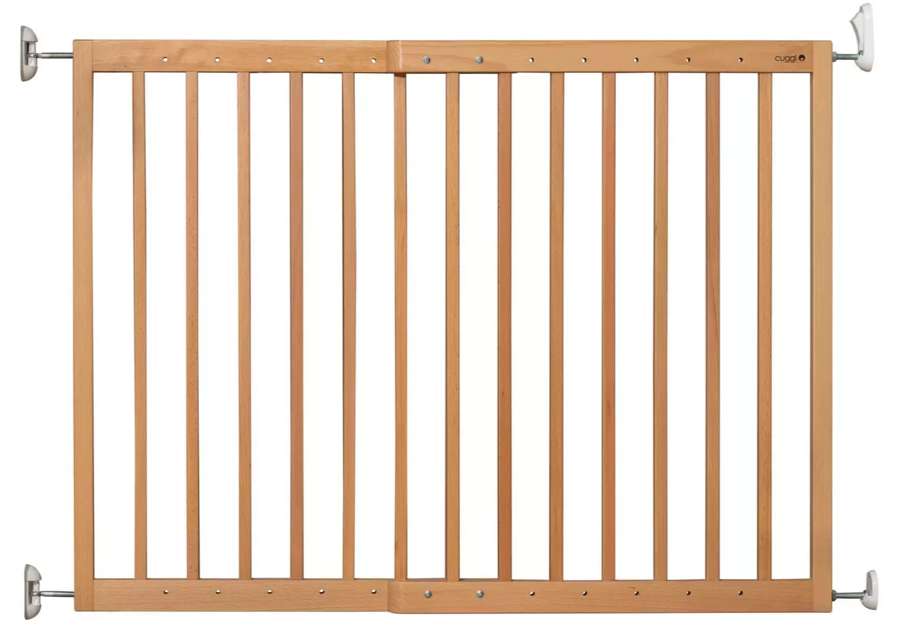 Cuggl Natural Wooden Extending Safety Gate | Child Pet Safety Stair Gate Barrier