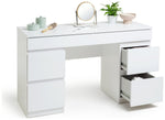 Jenson Double Pedestal Dressing Table-Matte White |Storage Makeup Vanity Bedroom