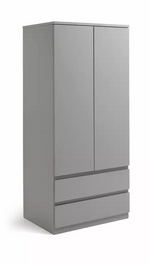 Jenson 2 Door 2 Drawer Wardrobe - Gloss Grey (B GRADE)