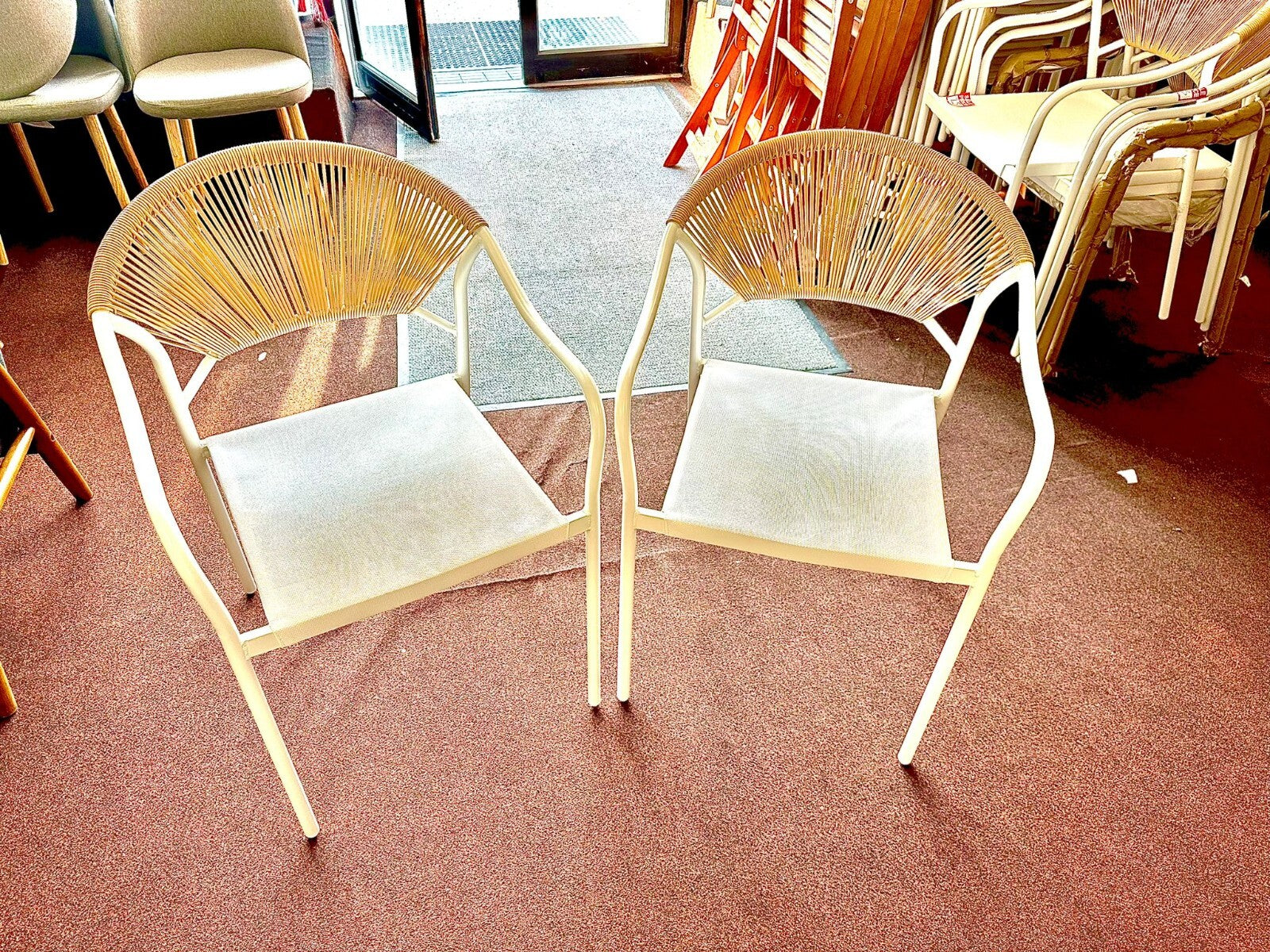 Habitat Elvas Set of 2 Rattan Effect Garden Chair - Natural | Outdoor Durable
