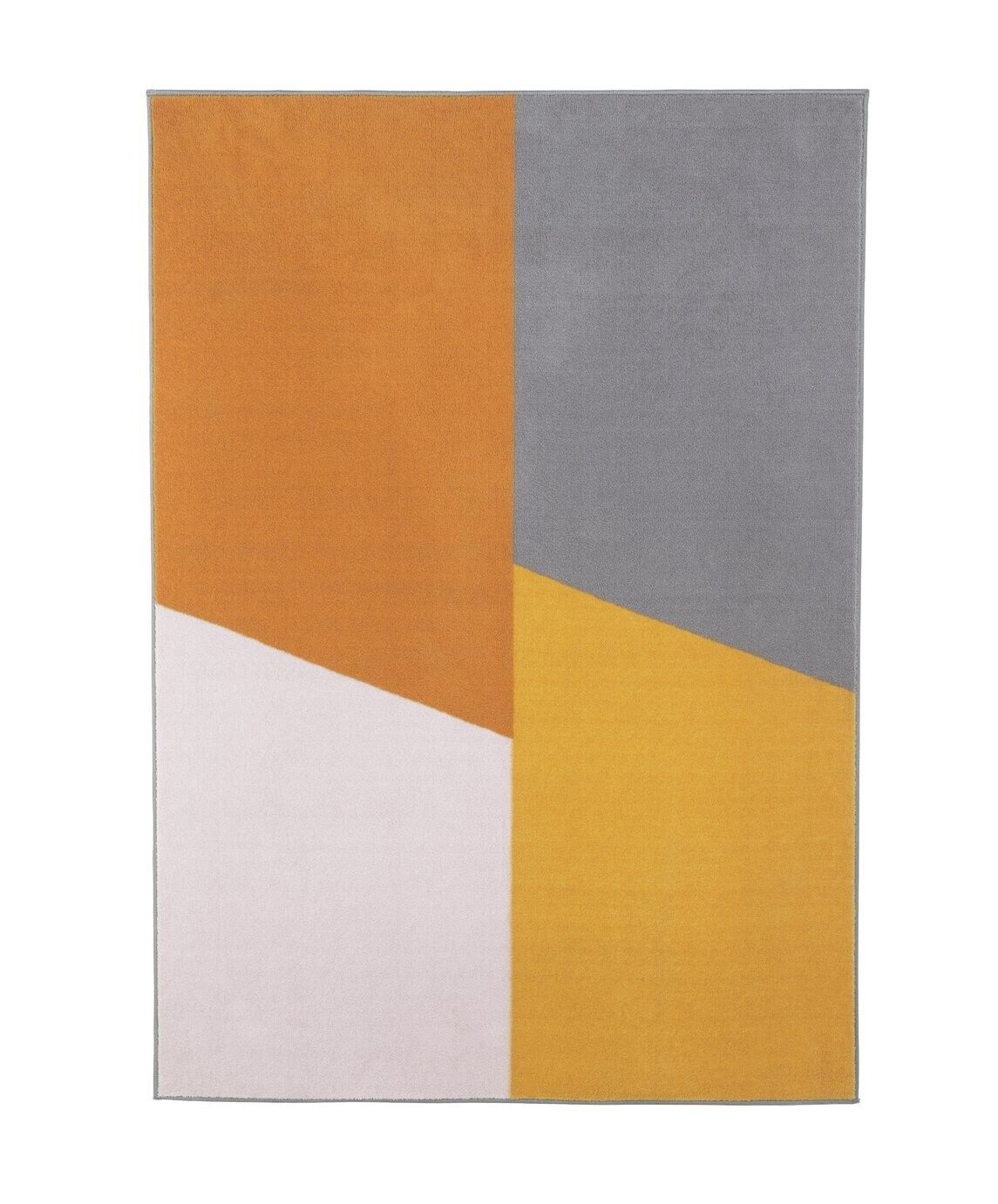 Geometric Block Mustard Cut Pile Rug - 230x160cm