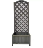 Straight Lattice Wooden Planter - Grey
