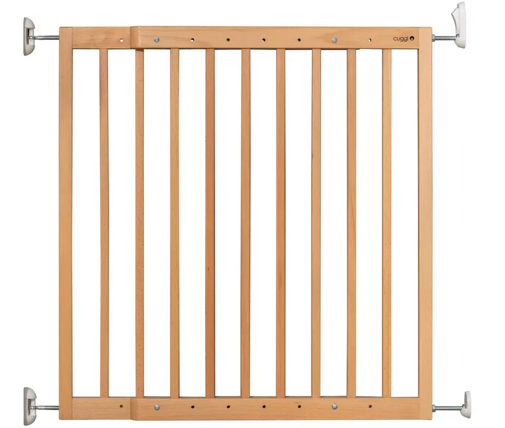 Cuggl Natural Wooden Extending Safety Gate | Child Pet Safety Stair Gate Barrier