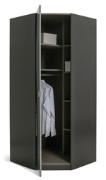 Munich Corner 1 Door Mirror Wardrobe - Anthracite | Organized Clothing Area