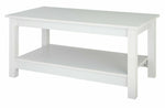 Home Malibu Coffee Table - White | Rectangular Living Room Table Storage Shelf