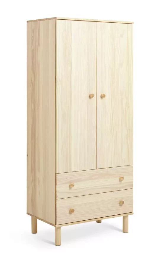 Akio 2 Door 2 Drawer Wardrobe Pine | Bedroom Storage Furniture Wardrobe