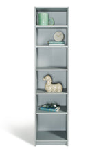 Maine Narrow 6 Shelf Bookcase - Shelving Storage Unit Display Cabinet - Grey