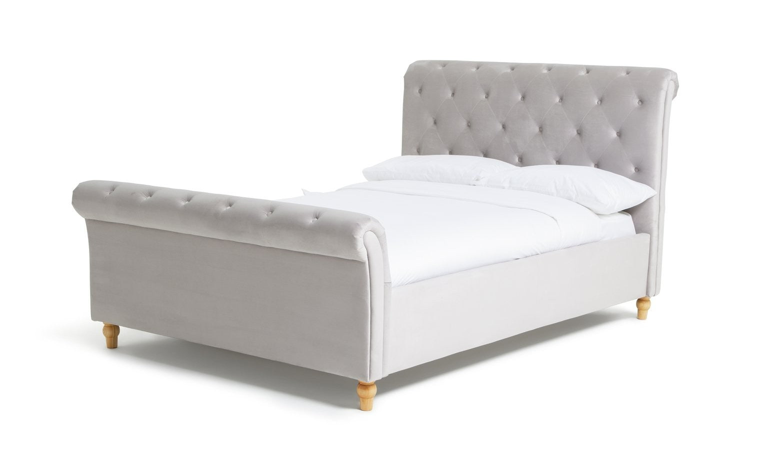 Harrogate Kingsize Velvet Bed Frame - Silver | Luxury Bedroom Style