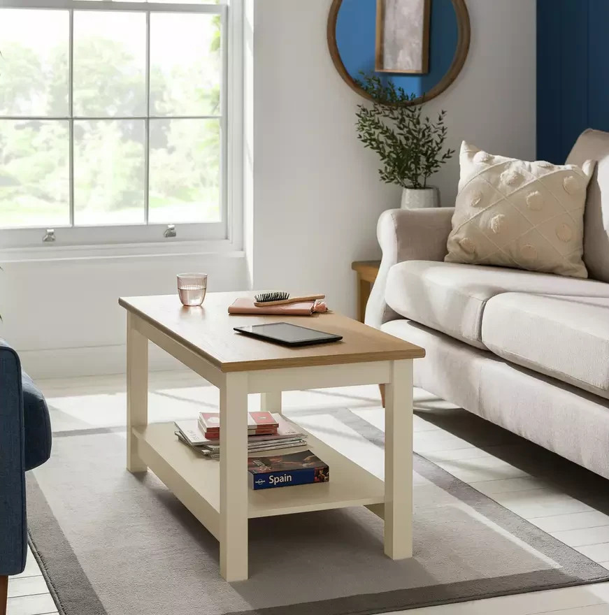 Winchester Coffee Table - Cream | Modern Living Room Table with Storage Shelf