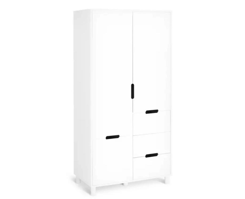Henri 2 Door 2 Drawer Wardrobe - White | Compact Clothing Organization