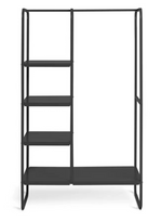 Lorelei Clothes Rail with Shelves Black | Open Wardrobe Storage Rack Furniture