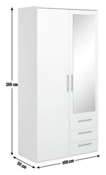 Home Brisbane 2 Door 3 Drawer Mirror Wardrobe – Grey | Sleek Neutral Aesthetic