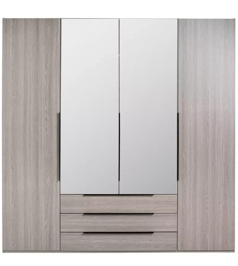 Hallingford 4 Door 3 Drawer Wardrobe - Grey & Oak (B Grade)