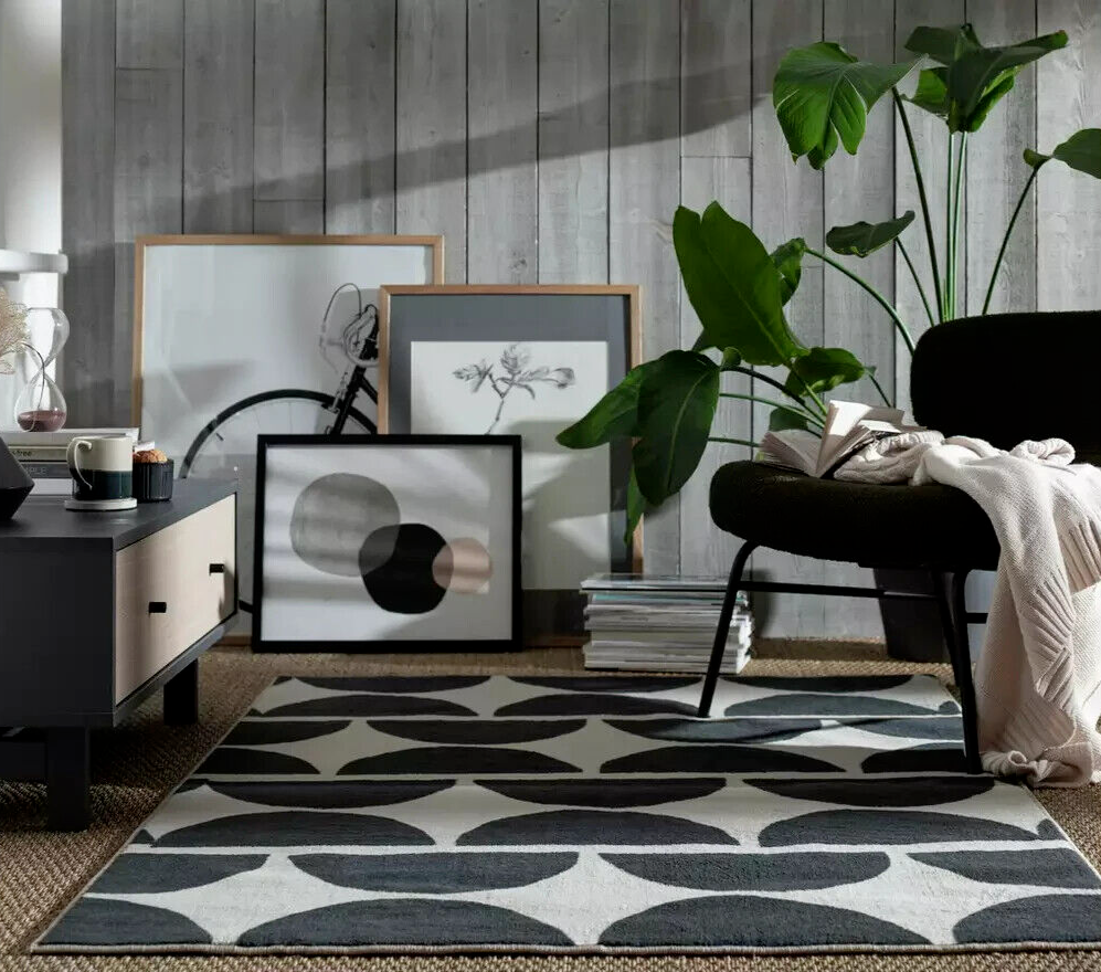 Habitat Mid Century Mini Geo Rug - Grey & White - 160x230cm ( B Grade 30621 )
