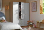 Camden 3 Door 3 Drawer Wardrobe - Grey & Acacia | Large wardrobe with drawers