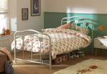 Hearts Single Metal Bed Frame - White ( B Grade 21231 )