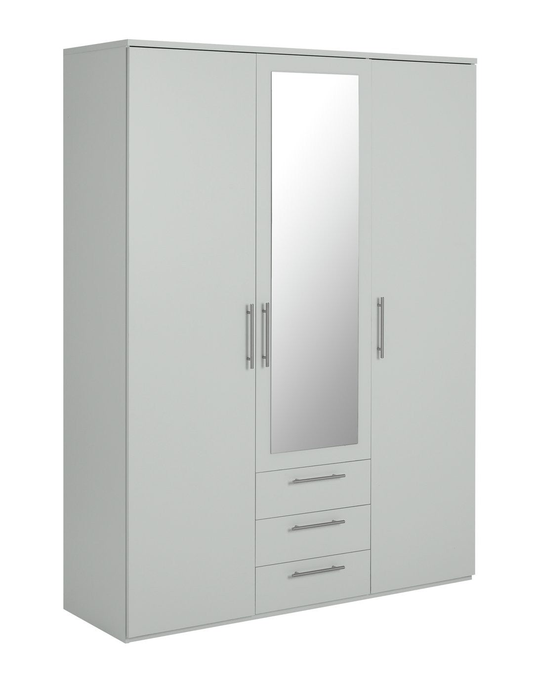 Home Brisbane 3 Door 3 Drawer Wardrobe – Grey | Sleek Neutral Aesthetic
